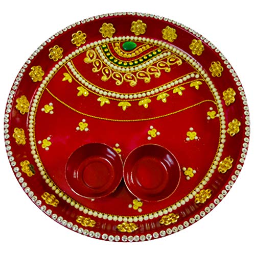 Puja Thali Set with Kumkum Holder Cum Diya Holder